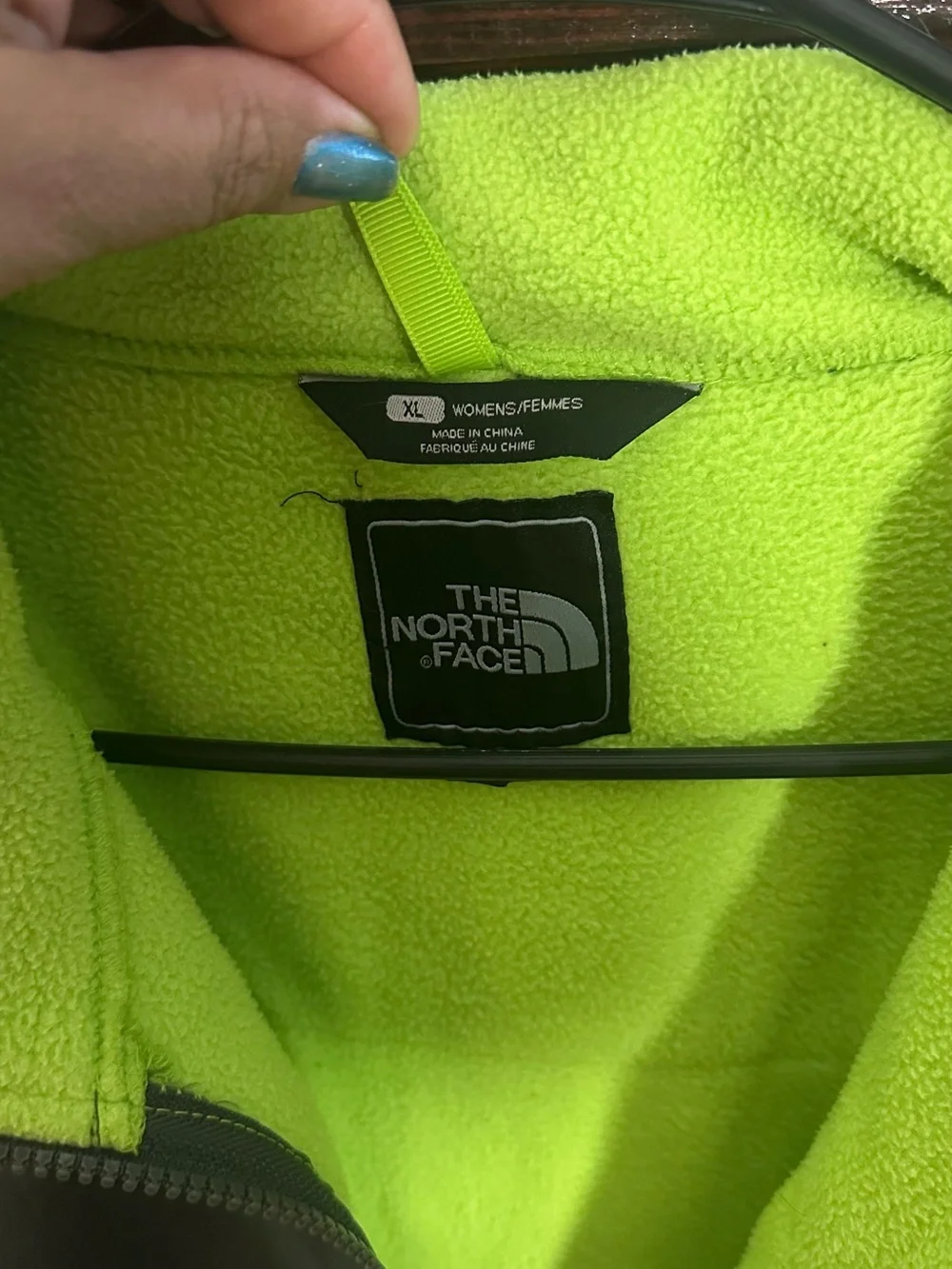 The North Face Bright Lime Green and Charcoal Fleece Jacket